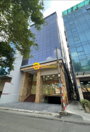 Cho thuê tòa văn phòng 10 tầng mp hoàng ngân dt 420m2 mt 14m.lô góc. giá 600trth